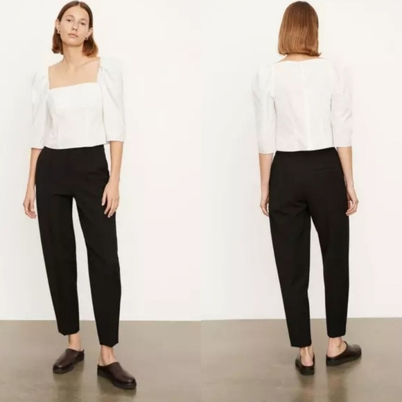 Vince Pintuck Tapered High Waist Black Trouser Pants Style#V802922038 NWT Sz 16 - Picture 8 of 17